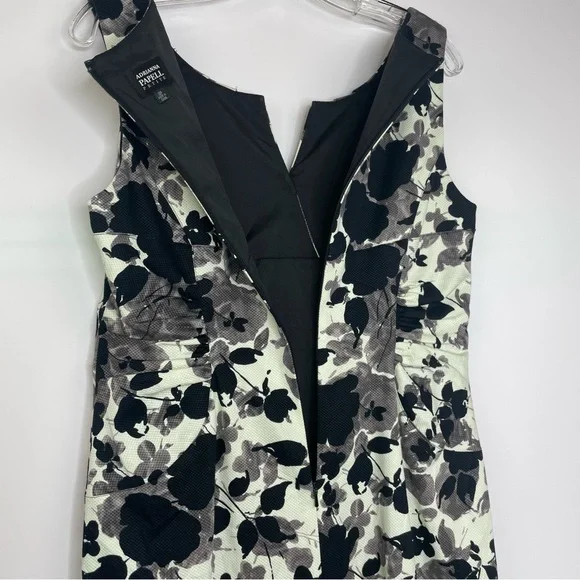 Adrianna Papell Petite black white gray floral sleeveless dress size 12P - Picture 5 of 11